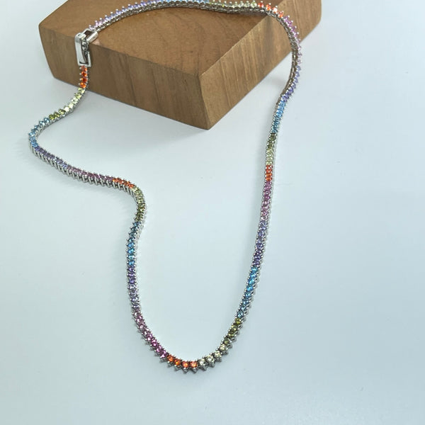 Rainbow store tennis necklace