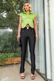 Brazilian Premium High-Waist Mini Flare Pants with Belt