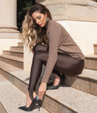 Premium High-Rise Stirrup Leggings Brown