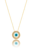 Evil Eye Diamond Pendant Necklace 18K Gold Plated