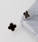Four Leaf Clover Earrings Black