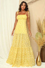 Yellow Patchwork Lace Maxi Dress – Brazilian Leaves Fashion