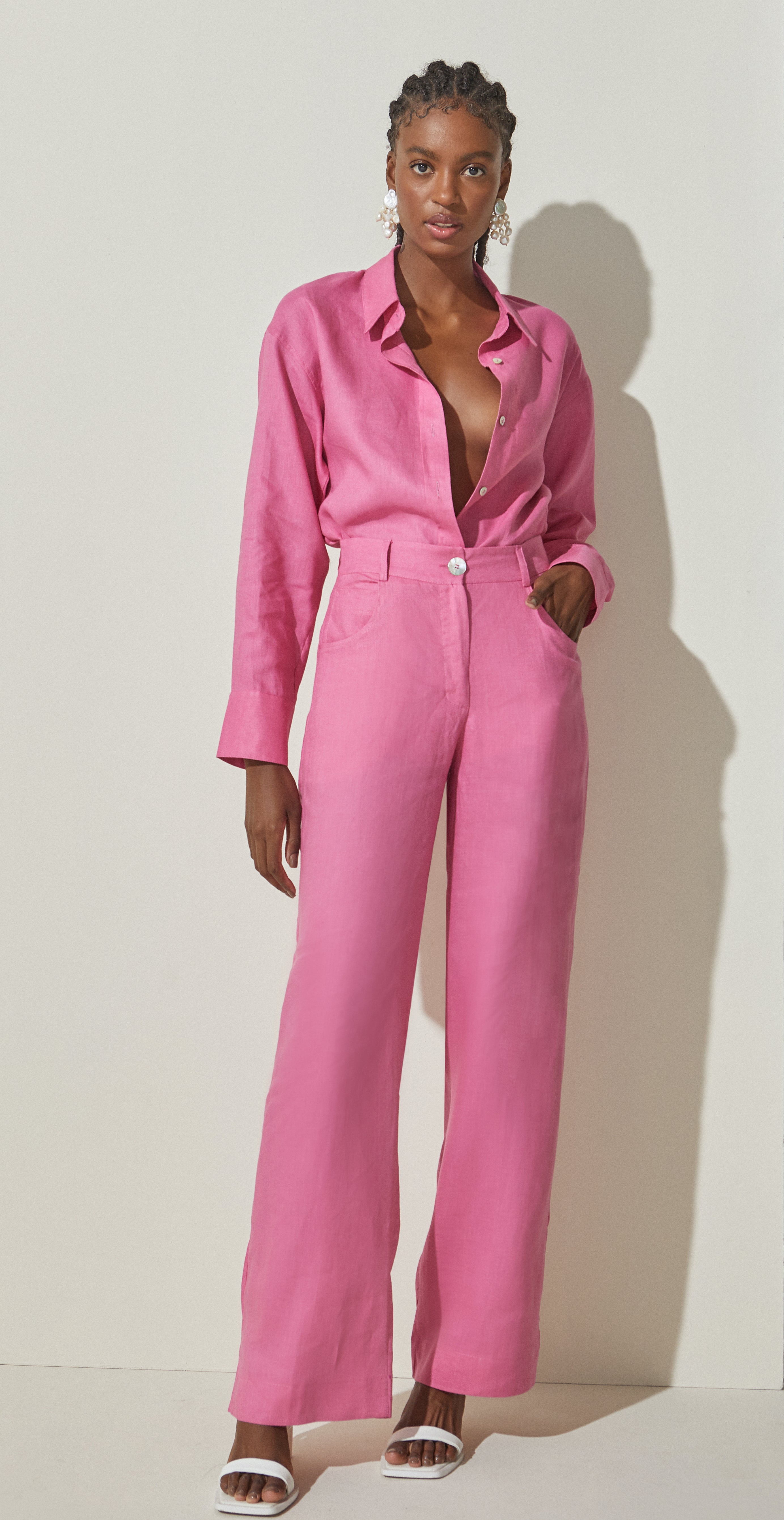 Lara Linen Pants in Pink – Brazilian Leaves Fashion